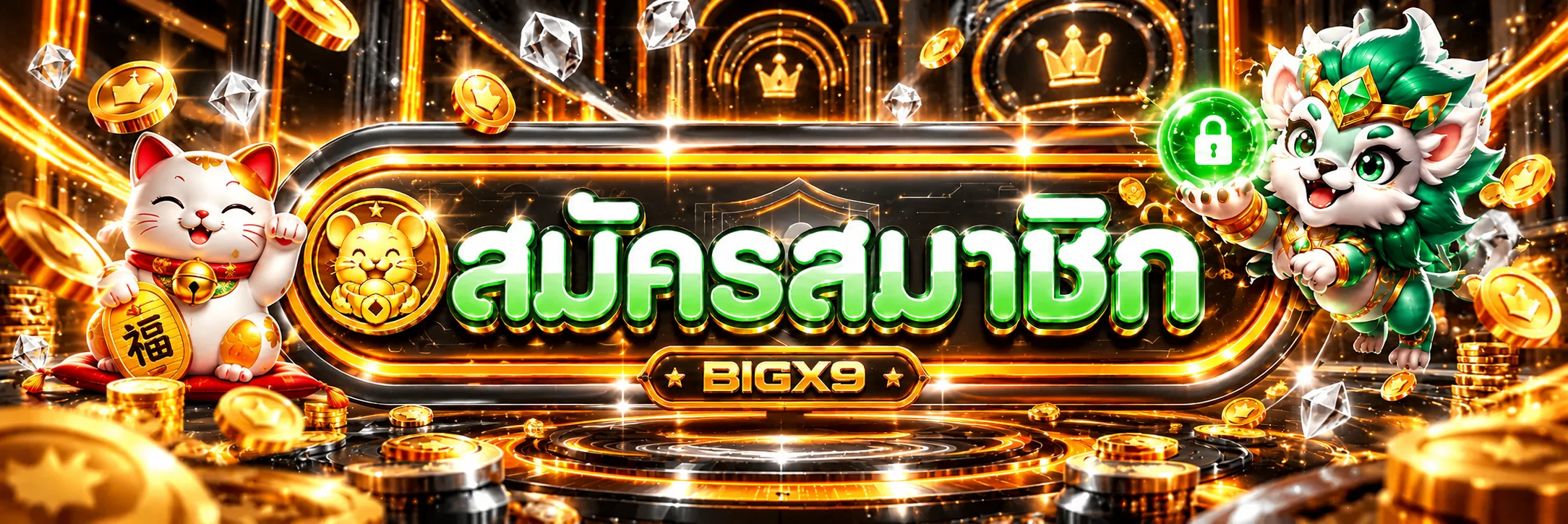 ทางเข้าสมัครสมาชิก BIGX9 พร้อมสัญลักษณ์ความปลอดภัย